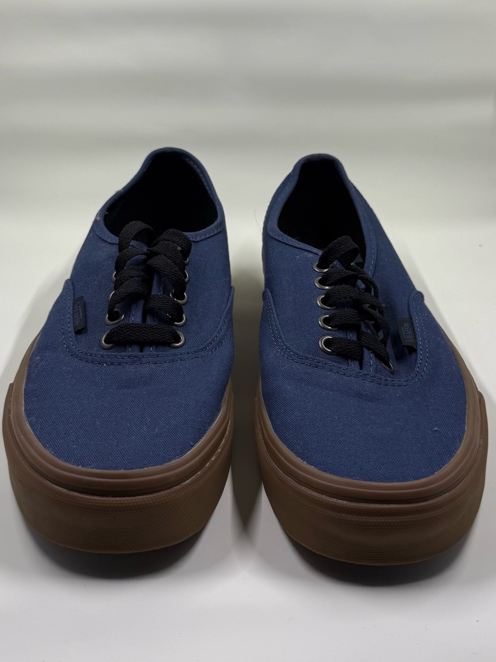 Vans Navy Canvas Sneakers with Brown Sole